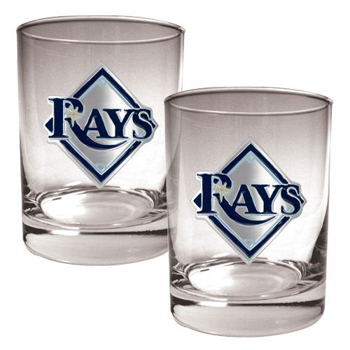 Tampa Bay Rays MLB 2pc Rocks Glass Set - Primary Logo