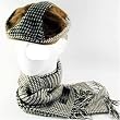 New Plaid Junior Newsboy Cabbie Hat Scarf 12x72 Set Brown Small Medium