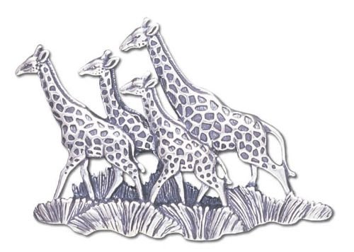 Solid Sterling Silver Giraffes Brooch Pin