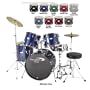 Percussion Plus Deluxe Beginner 5-Piece Drum Set w/ Cymbals and Throne - Metallic Smoky Silver
