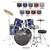 Percussion Plus Deluxe Beginner 5-Piece Drum Set w/ Cymbals and Throne - Metallic Smoky Silver