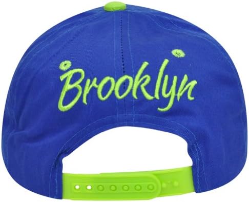 Brooklyn New York City Italic Script Flat Bill Snapback Adjustable Hat Cap Blue