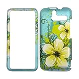 Premium - HTC Arrive- Transparent Flowers on Blue Rubberized Design - Facep ....
