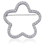 Dazzle With Your Style: Sterling Silver Open Flower Pin with Cubic Zirconia