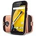 Moto E Case, Moto E 2nd Gen Case, 2-Piece Style Hybrid Shockproof Hard Case Cover + Circle(TM) Stylus Touch Screen Pen And Screen Protector-Rose Gold