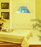 297 Artex Cut Work Emboidery 72x108 Table Cloth and 3pcs Kitchen Curtain Set