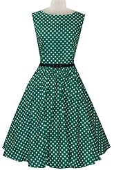 Bubble Dress Flared-Skirt Vintage Dots Print Cocktail Cotton Prom Dress/Party Dress/Tunic 