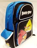 Official Licensed Angry Bird Full Size School Backpack BLACK with BLUE (Red and Yellow Angry Bird) on the Front