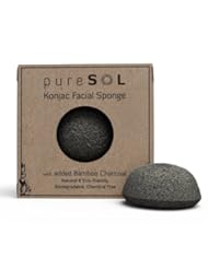 Health and Beauty: Konjac Sponge - Activated Charcoal - Facial Sponge, 100% Natural Sponge, Eco-Friendly - Gentle Exfoliating Sponge, Deep Cleansing, Improved Skin Texture - Konjac Facial Cleansing Sponge - Natural Beauty Products -Free of Chemicals, Parabens, Sulphates, Fragrances & Coloring. Good for Sensitive Skin, Hypoallergenic - Cruelty Free, Vegan, Biodegradable, Naturally Sustainable - 100% Money Back Guarantee - pureSOL