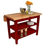 John Boos Kitchen Island Bar Work Table, 48in x 32in, Barn Red Base