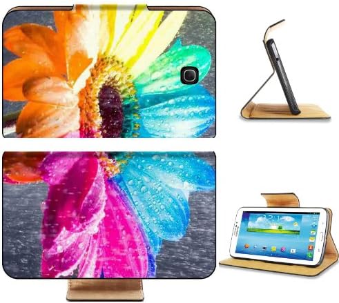 Rainbow Daisy Flower Rain Drops Samsung Galaxy Tab 3 7.0 Flip Case Stand Magnetic Cover Open Ports Customized Made to Order Support Ready Premium Deluxe Pu Leather 7 12/16 Inch (190mm) X 5 5/8 Inch (117mm) X 11/16 Inch (17mm) MSD Galaxy Tab3 Cases Tab_7.0 three Accessories Graphic Background Covers Designed Model Folio Sleeve HD Template Designed Wallpaper Photo Jacket Wifi 16gb 32gb 64gb Luxury Protector