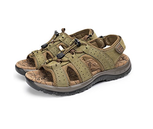 Fitglam Mens Leather Sandals Summer Outdoor Shoes