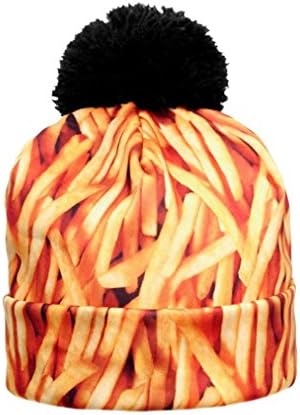 CHIC Women Men 3D Beanie Hat French Fries Print Hip Hop Sports Hat