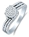Size 7 - 10K White Gold Diamond Engagement Ring - Flower Shape Center Setting w/ Invisible Channel Set Round Diamonds - (1/3 cttw)