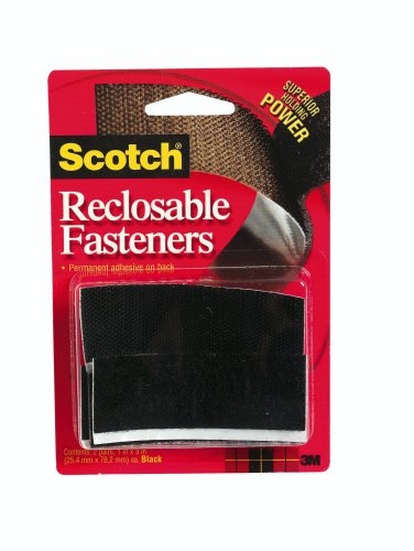 3M Scotch RF7731 Reclosable Fasteners 1 x 3-Inch Black, 6-Pack