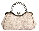 Lace, Satin and Beaded with Metal Rhinestone Frame - Evening Bag Denise