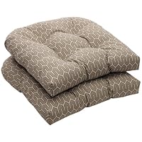 Pillow Perfect Outdoor Taupe Contemporary Wicker Seat Cushions, 2-Pack