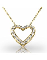 14KT Yellow Gold Exquisite Heart Shaped Diamond Pendant with Milgrain Detailing. 5/8 CTW