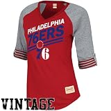 NBA Mitchell & Ness Philadelphia 76ers Womens Comeback Premium T-Shirt - Red (Medium)