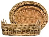Natural Rattan Oval Trays Set / 3 Large = 24" X 20 1/2" x 5 1/2"H