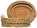 Natural Rattan Oval Trays Set / 3 Large = 24" X 20 1/2" x 5 1/2"H