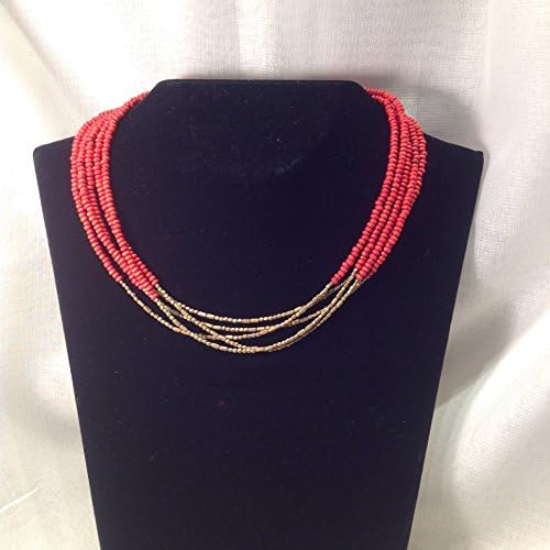 Wood &amp; Brass Beads Multi Strand Necklaces