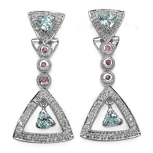 Deal 1.80 Carat Genuine Blue Topaz & Ruby Sterling Silver Earrings Reviews