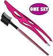 Epique Beauty Eyebrow Tweezers Slant Tip and Eyelash Removal Tool, Free Bonus Eyebrows Comb Pink, Great for Shaping, Facial Hair Removal Kit, Splinters, Ingrown Hair Treatment for Men and Women