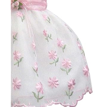 Elegant Baby Girl White Dress with Pink Embroidery. Available in 12,18,24,36 Months