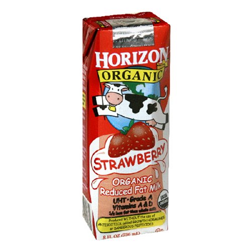 Horizon Organic Reduced Fat Milk, Strawberry, 8-Ounce Aseptic Cartons (Pack of 18)