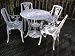 Cast Aluminium Garden Furniture Set Round 90cm table Antique White 6pc