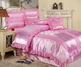 7Pcs King Princess Satin Comforter Set Bed in a Bag