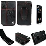 Apple iPod Touch 8gb 16gb Premium Leather Carrying Case with Rotating Belt Clip and LCD Screen Shield Protector (1st Generation ONLY)