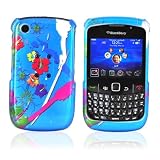 for Blackberry Curve 8530 Hard Case PINK FLOWER BLUE