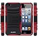 i-Blason Apple iPhone 5C Prime Series Dual Layer Holster Case with Kick Stand and Locking Belt Swivel Clip (Red)