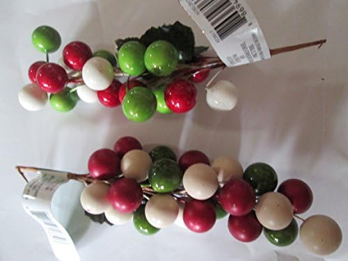 Hard Styro grapes on wire clusters. apx 3 in. x 8 in. Shiny Red/green/white and Matte Red/green/white clusters See comments area for which one you are getting(both have same UPC ).