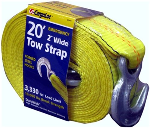 CargoLoc 82494 2-Inch by 20-Feet Emergency Tow Strap with Hooks On Sale