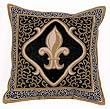 16" x 16" Fleur De Lis French Print Black Throw Pillow