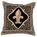 16" x 16" Fleur De Lis French Print Black Throw Pillow