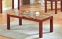 Granite Top Cherry Finish Wood Base Coffee / Cocktail Table