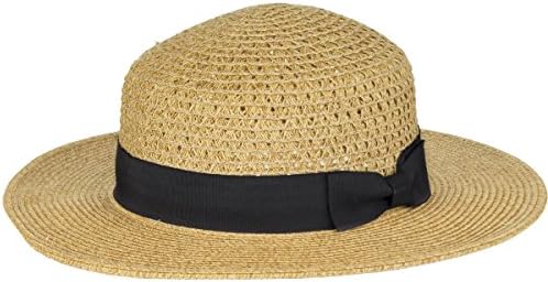 Brooklyn Hats Harajuku Open Weave Boater Hat Black, One Size