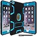 IPAD AIR 2 CASE, E LV iPad Air 2 Case Cover, Hybrid Dual Layer Armor Defender Protective Case Cover with 1 Black Stylus for iPad Air 2 - [BLACK/TURQUOISE]