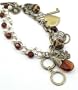 Gold and Pearl Multi Strand Toggle Charm Fashion Bracelet