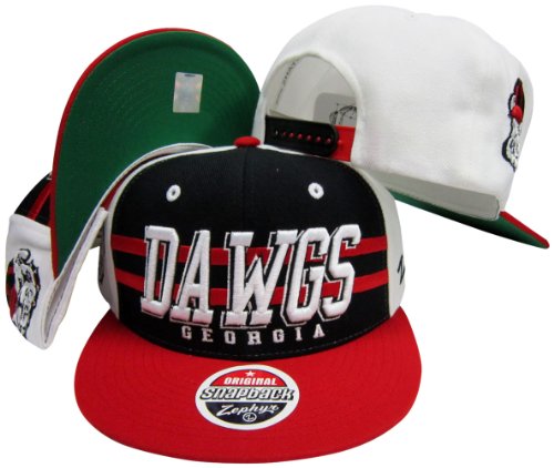 Georgia Bulldogs Three Tone Plastic Snapback Adjustable Plastic Snap Back Hat / Cap