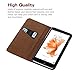 iPhone 6/6s Plus Case, Marge Plus Oil Wax Pattern Genuine Leather iPhone Case One Card Holder Slot Flip Cover Folio Case With Stand for Apple iPhone 6/6s Plus 5.5 Inch (Brown)