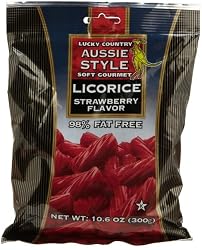Lucky Country Licorice, Strawberry, 10.6-Ounce Bags (Pack of 6)
