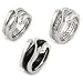 Sterling silver black onyx four piece ring set with cubic zirconia