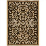 Safavieh CY6634-46 Courtyard Collection Black and Natural Indoor/Outdoor Area Rug, 8-Feet by 11-Feet 2-Inch