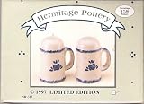 Antique Flow Blue Spongeware Range Salt & Pepper Shakers