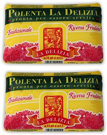 La Delizia: Ready-to-heat "Polenta" Italian Coveted Cornmeal Mush * 2.2 Pounds (1kg) Packages (Pack of 2) * [ Italian Import ]
